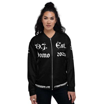 D.J. Domo "What is a Friend?" Unisex Bomber Jacket Black/White