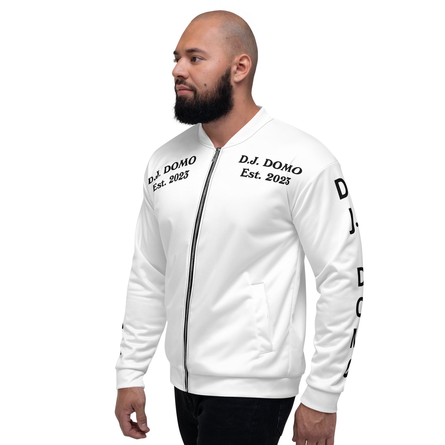 D.J. Domo "Regretted" Unisex Bomber Jacket White/Black