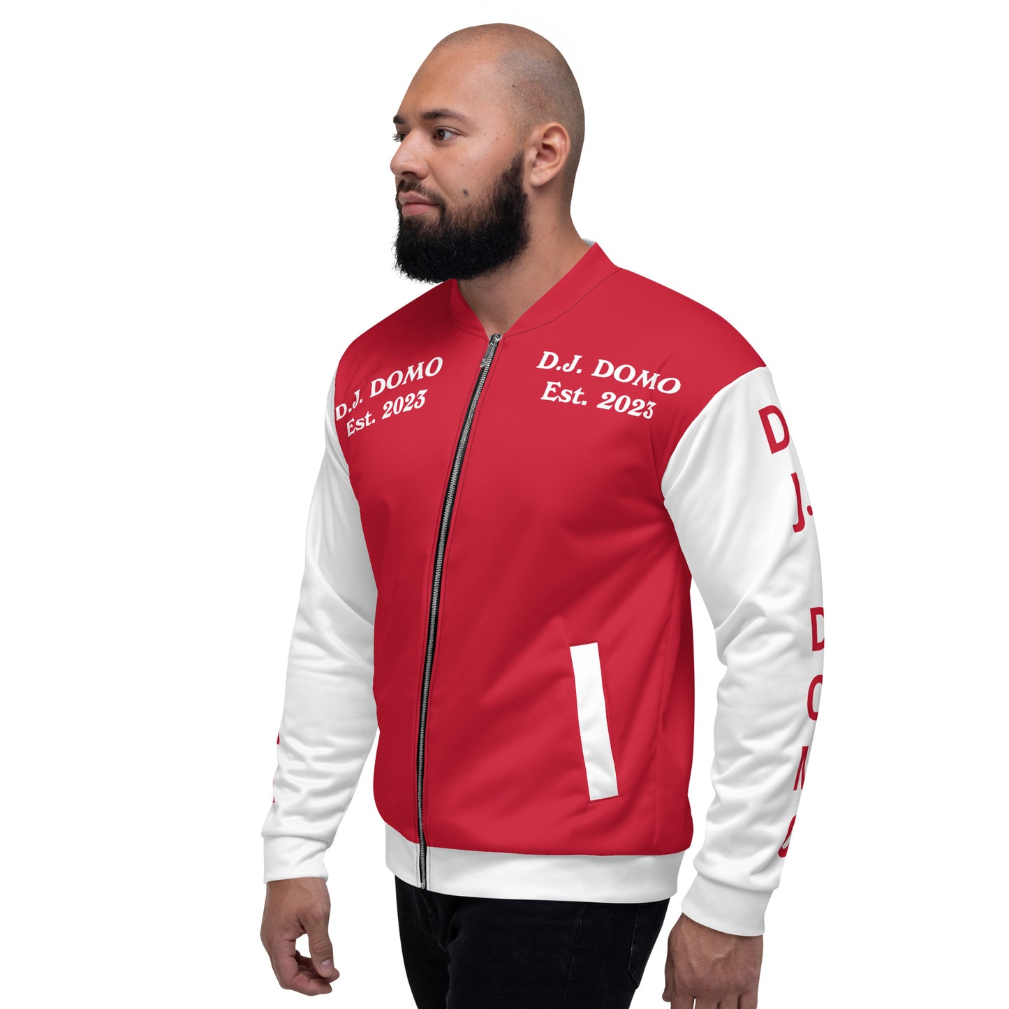 D.J. Domo "Regretted" Unisex Bomber Jacket Red/White