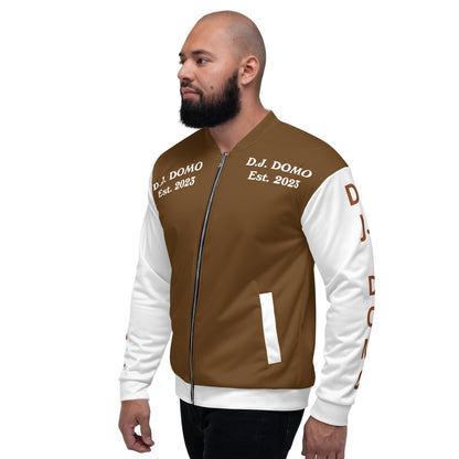 D.J. Domo "Regretted" Unisex Bomber Jacket Brown/White