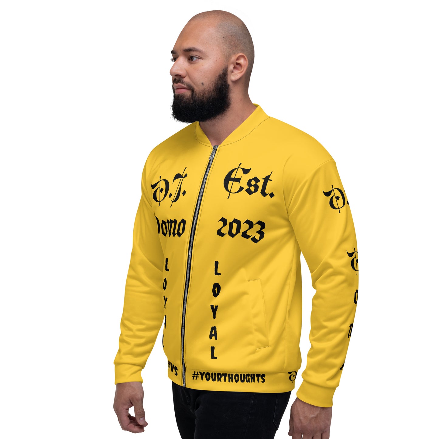 D.J. Domo "LOYAL" Unisex Bomber Jacket Gold/Black