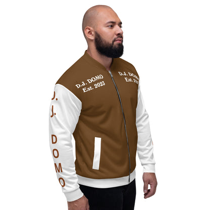 D.J. Domo "Regretted" Unisex Bomber Jacket Brown/White