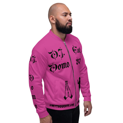 D.J. Domo "PRAYER" Unisex Bomber Jacket Pink/Black