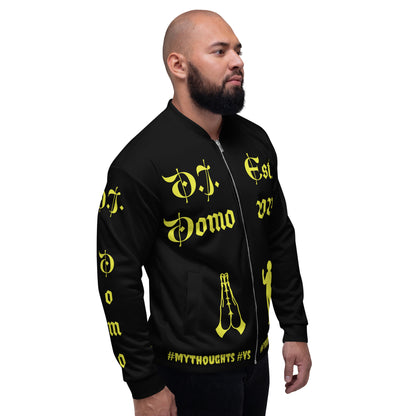 D.J. Domo "PRAYER" Unisex Bomber Jacket Black/Gold