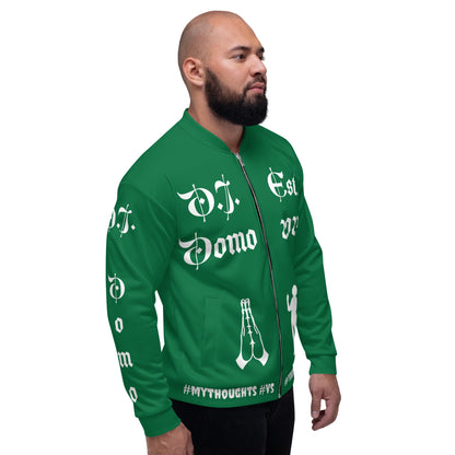 D.J. Domo "PRAYER" Unisex Bomber Jacket Green/White