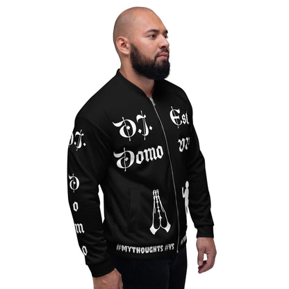 D.J. Domo "PRAYER" Unisex Bomber Jacket Black/White Jacket