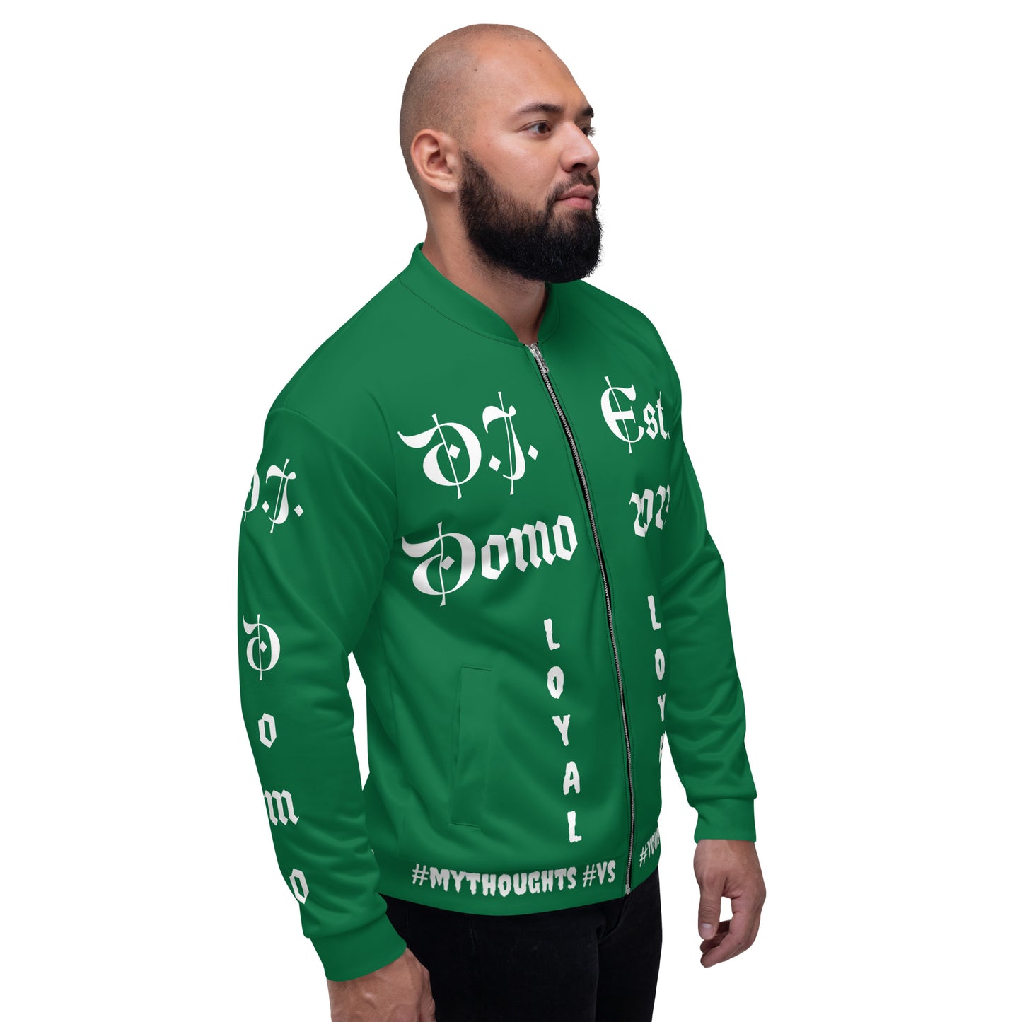 D.J. Domo "LOYAL" Unisex Bomber Jacket Green/White