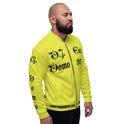 D.J. Domo "What is a Friend?" Unisex Bomber Jacket Yellow/Black