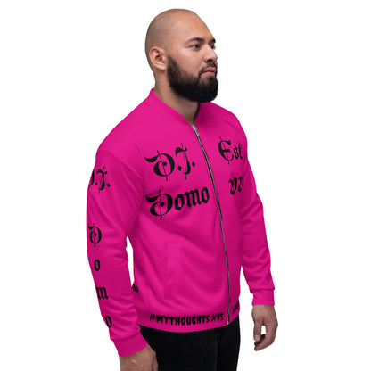 D.J. Domo "What is a Friend?" Unisex Bomber Jacket Pink/Black