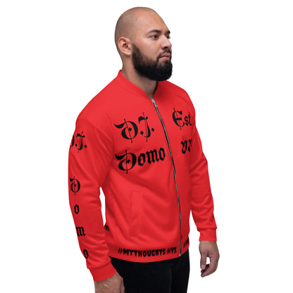 D.J. Domo "What is a Friend?" Unisex Bomber Jacket Red/Black