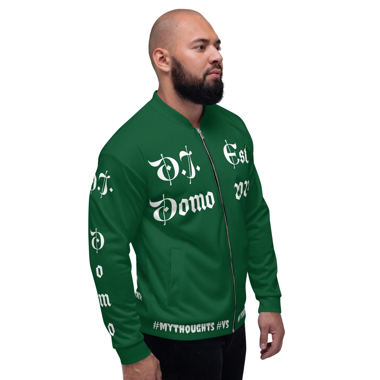 D.J. Domo "What is a Friend?" Unisex Bomber Jacket Green/White