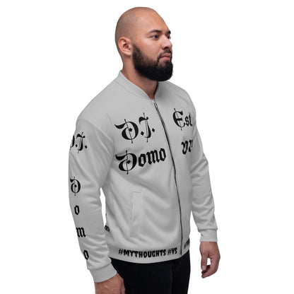 D.J. Domo "What is a Friend?" Unisex Bomber Jacket Gray/Black