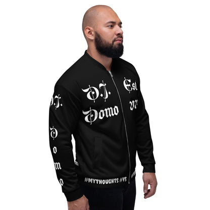 D.J. Domo "What is a Friend?" Unisex Bomber Jacket Black/White