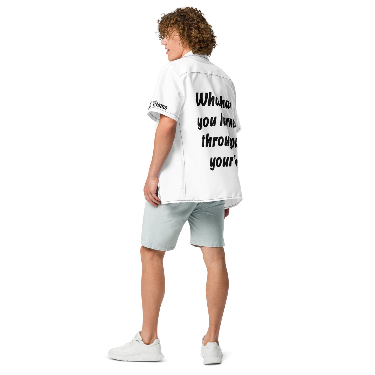 D.J. Domo "What Have You Learned" Unisex Button Shirt White/Black