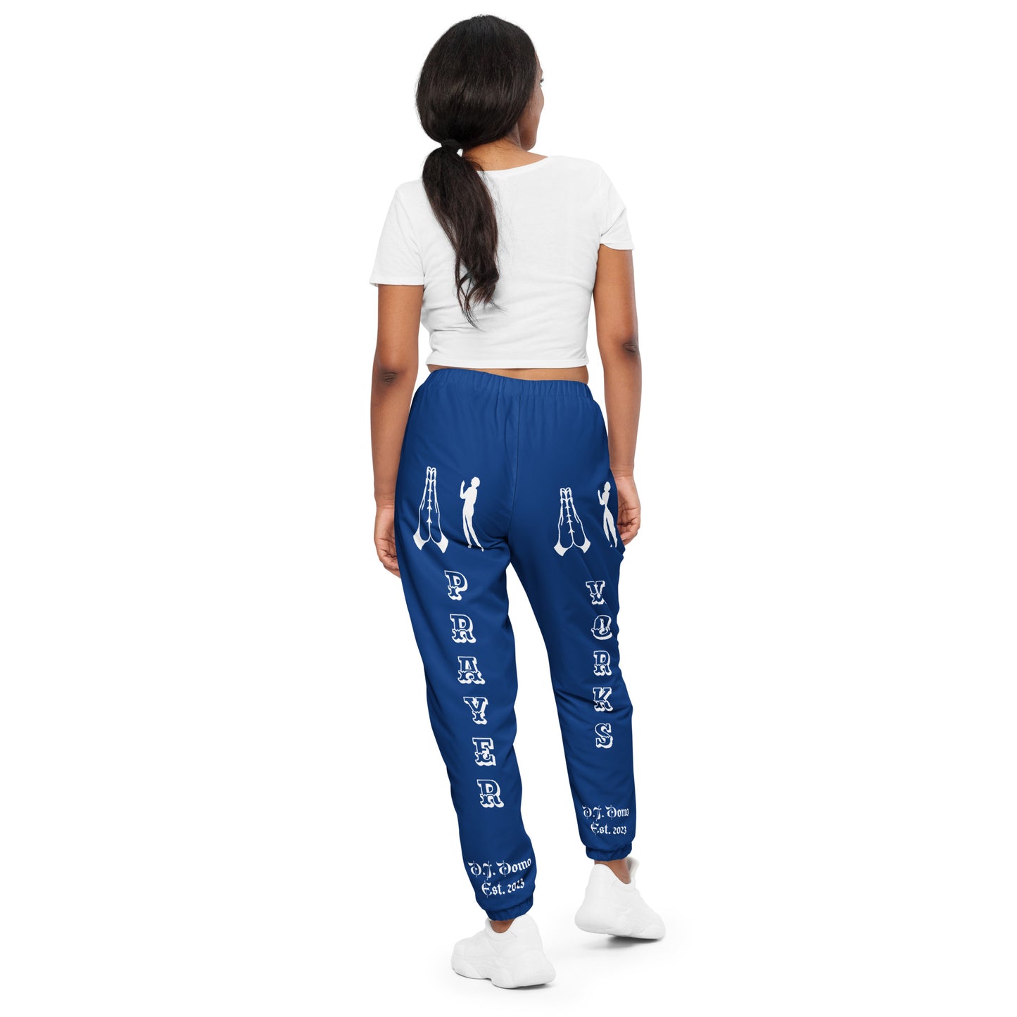 D.J. Domo "Prayer" Unisex Track Pants Dark Blue/White