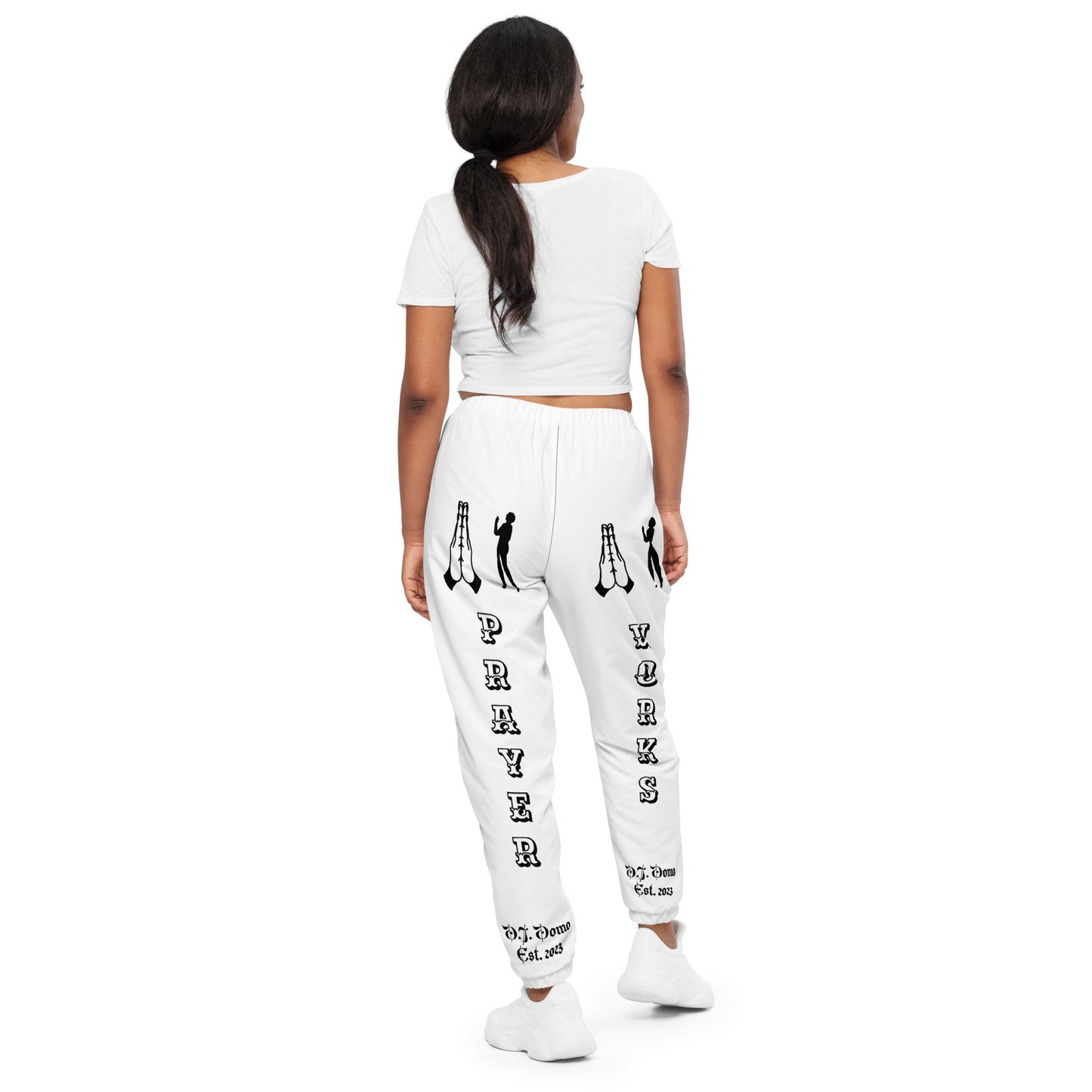 D.J. Domo "Prayer" Unisex Track Pants White/Black