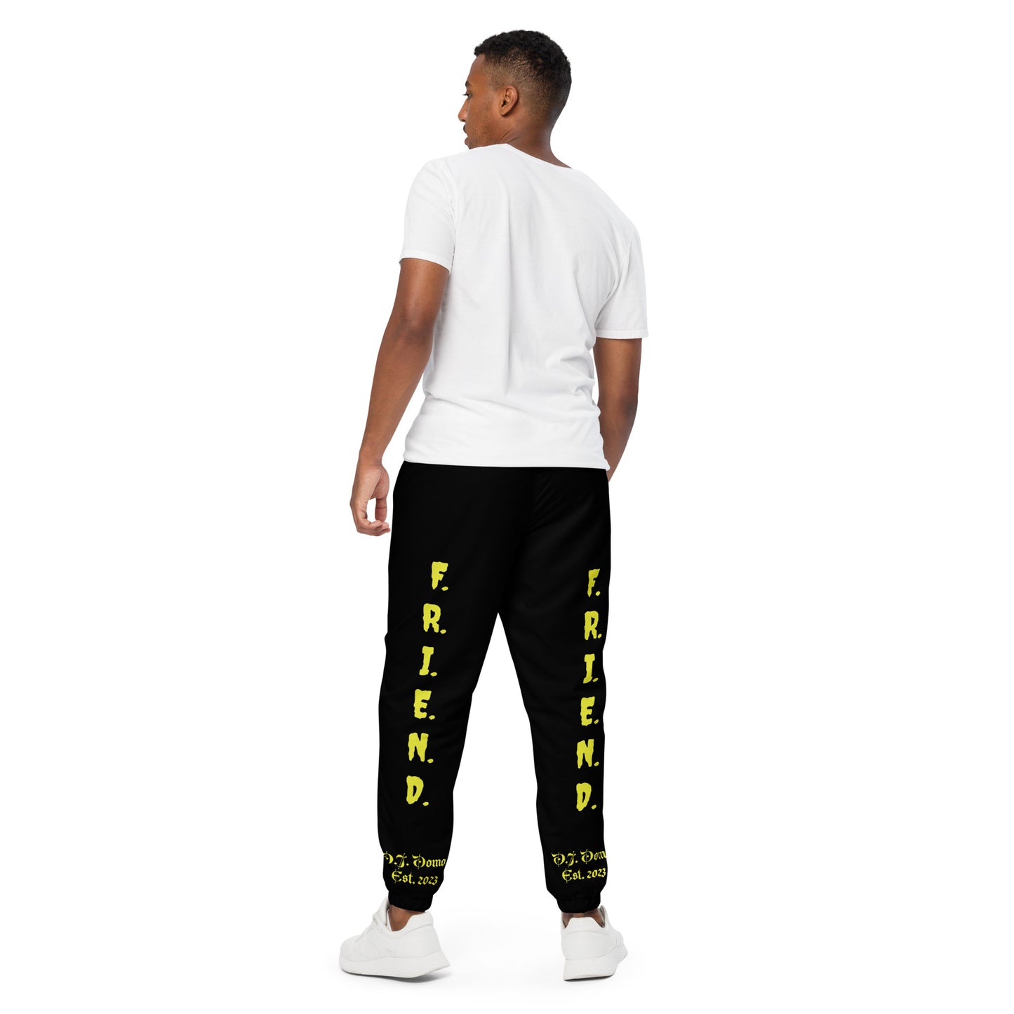 D.J. Domo "What's a Friend?" Unisex Track Pants Black/Gold