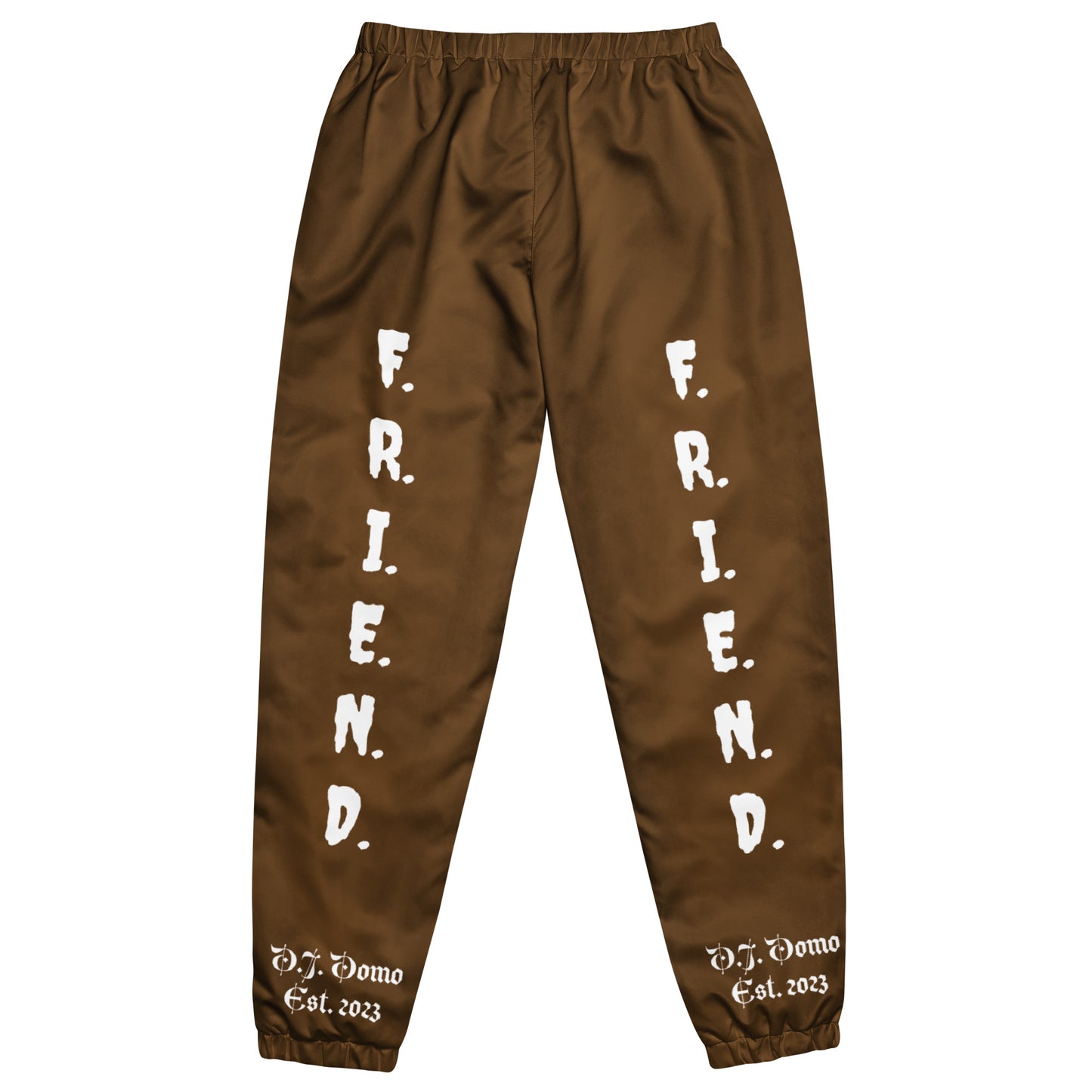 D.J. Domo "What's a Friend?" Unisex Track Pants Brown/White