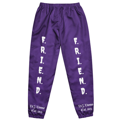 D.J. Domo "What's a Friend?" Unisex Track Pants Purple/White