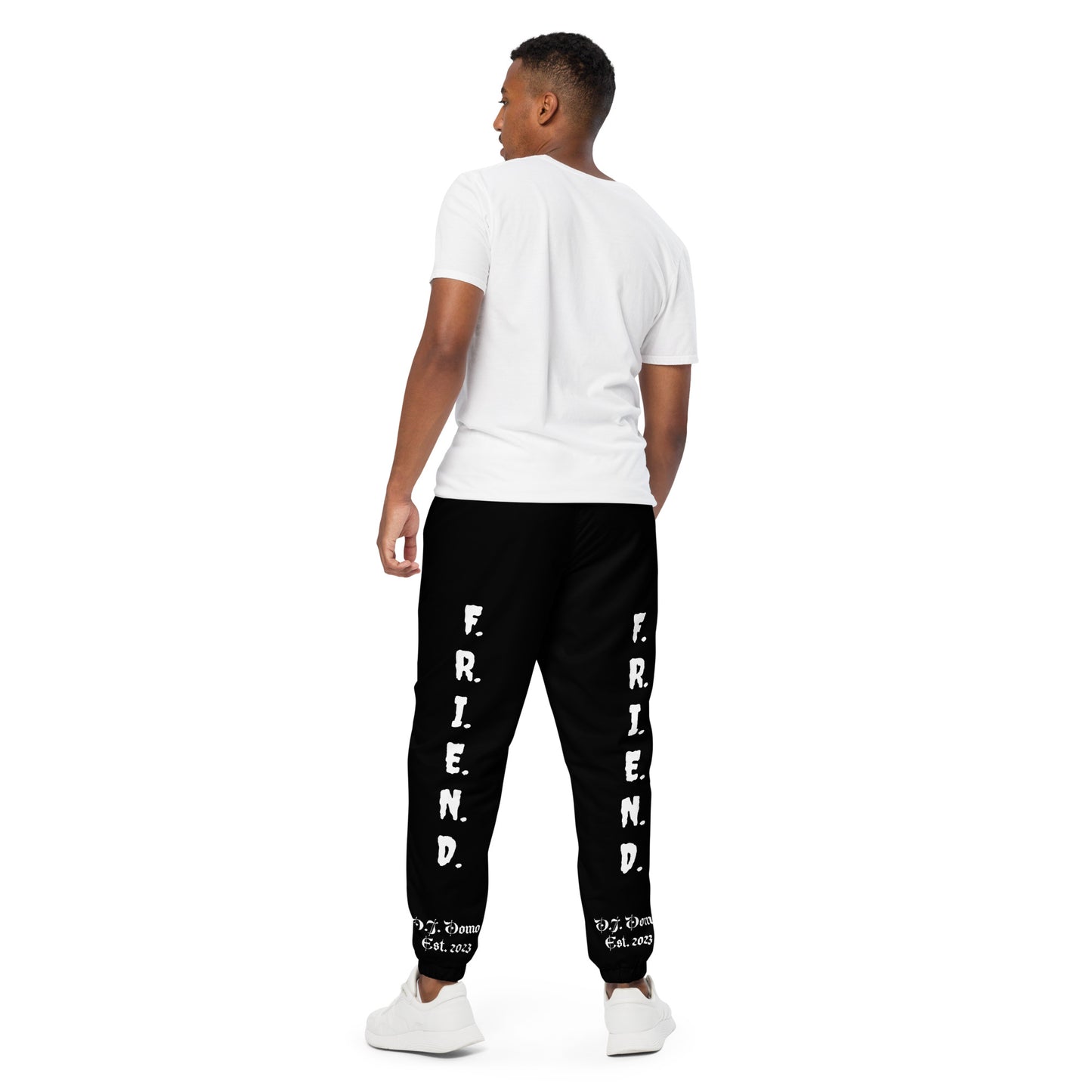 D.J. Domo "What's a Friend?" Unisex Track Pants Black/White