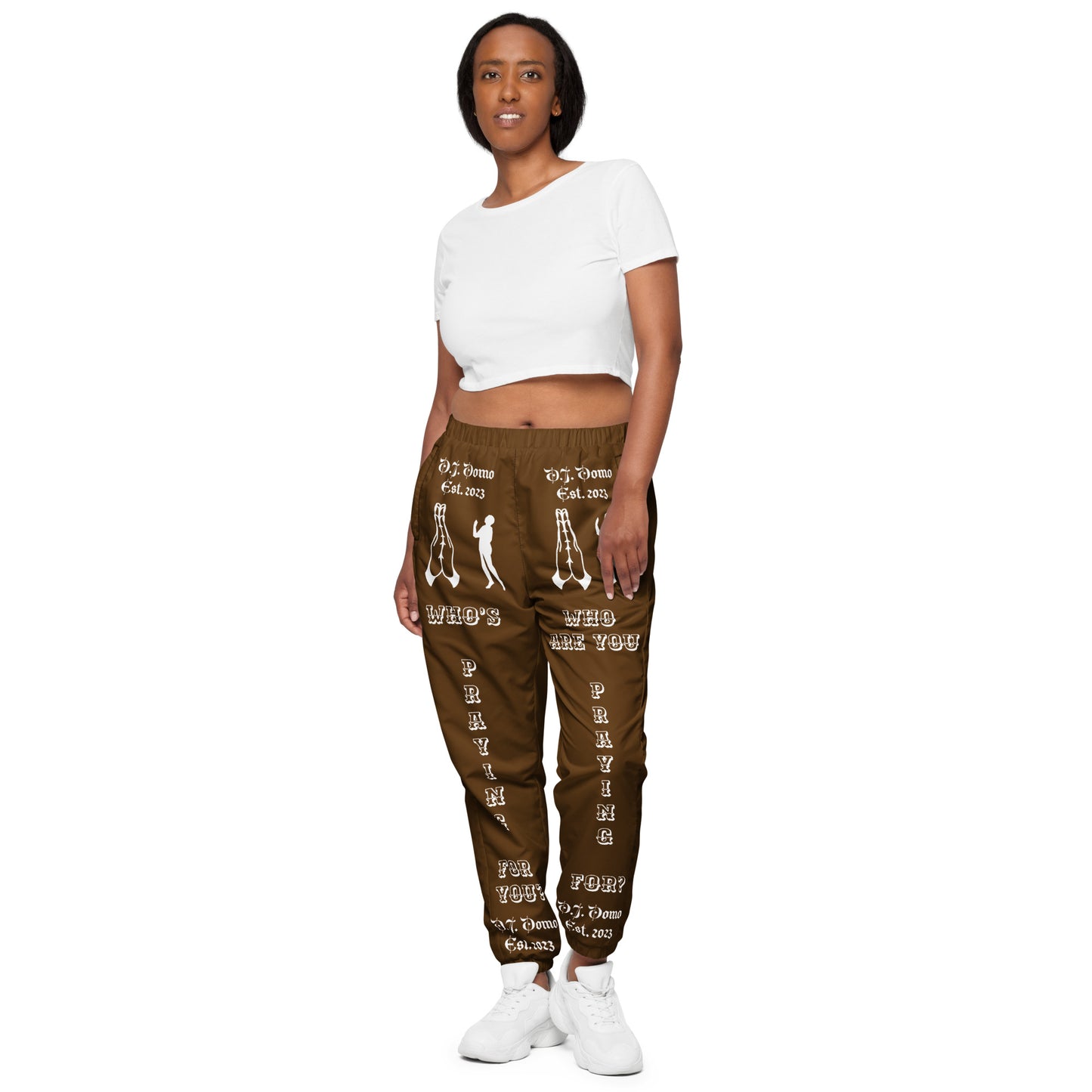 D.J. Domo "Prayer" Unisex Track Pants Brown/White