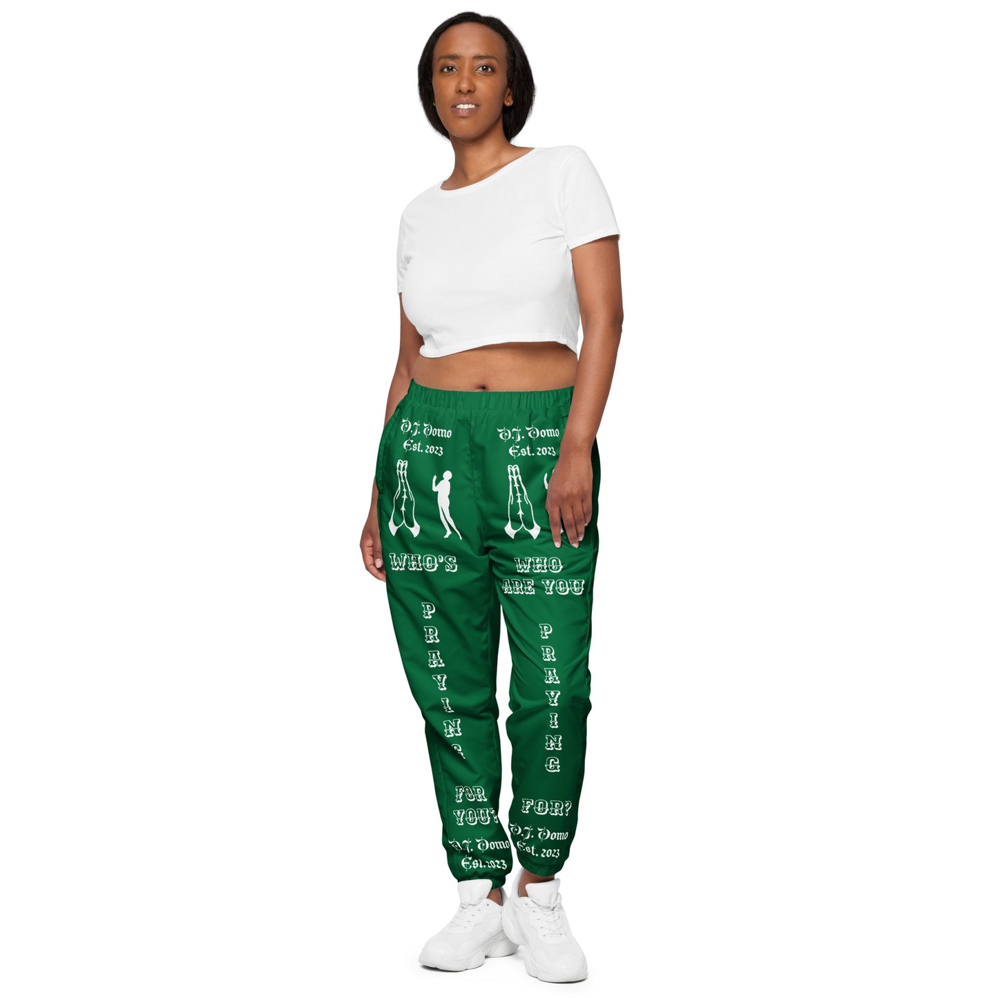 D.J. Domo "Prayer" Unisex Track Pants Green/White