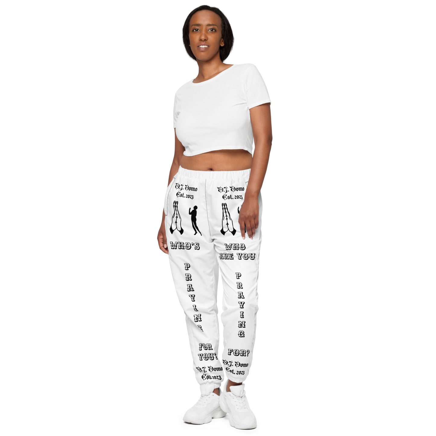 D.J. Domo "Prayer" Unisex Track Pants White/Black