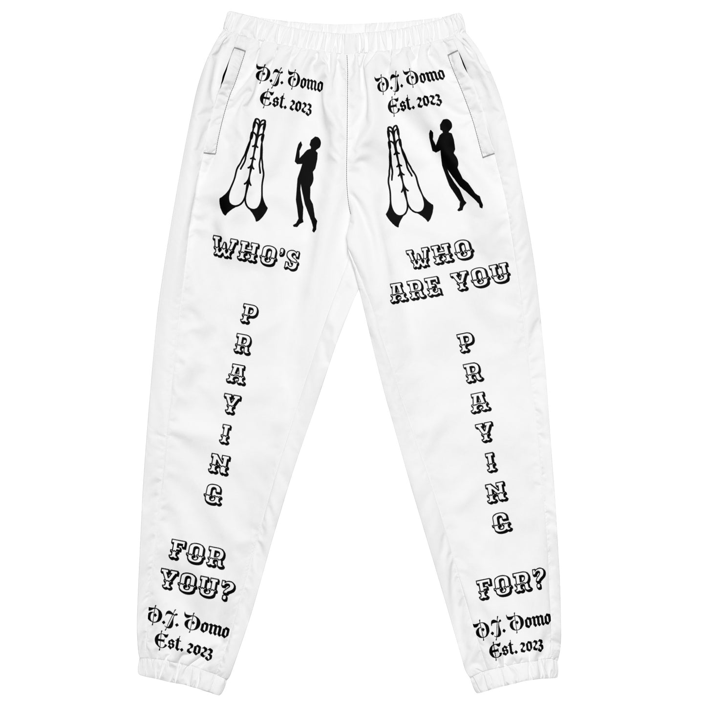 D.J. Domo "Prayer" Unisex Track Pants White/Black