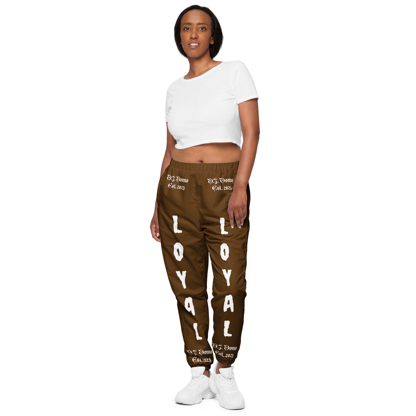 D.J. Domo "LOYAL" Unisex Track Pants Brown/White