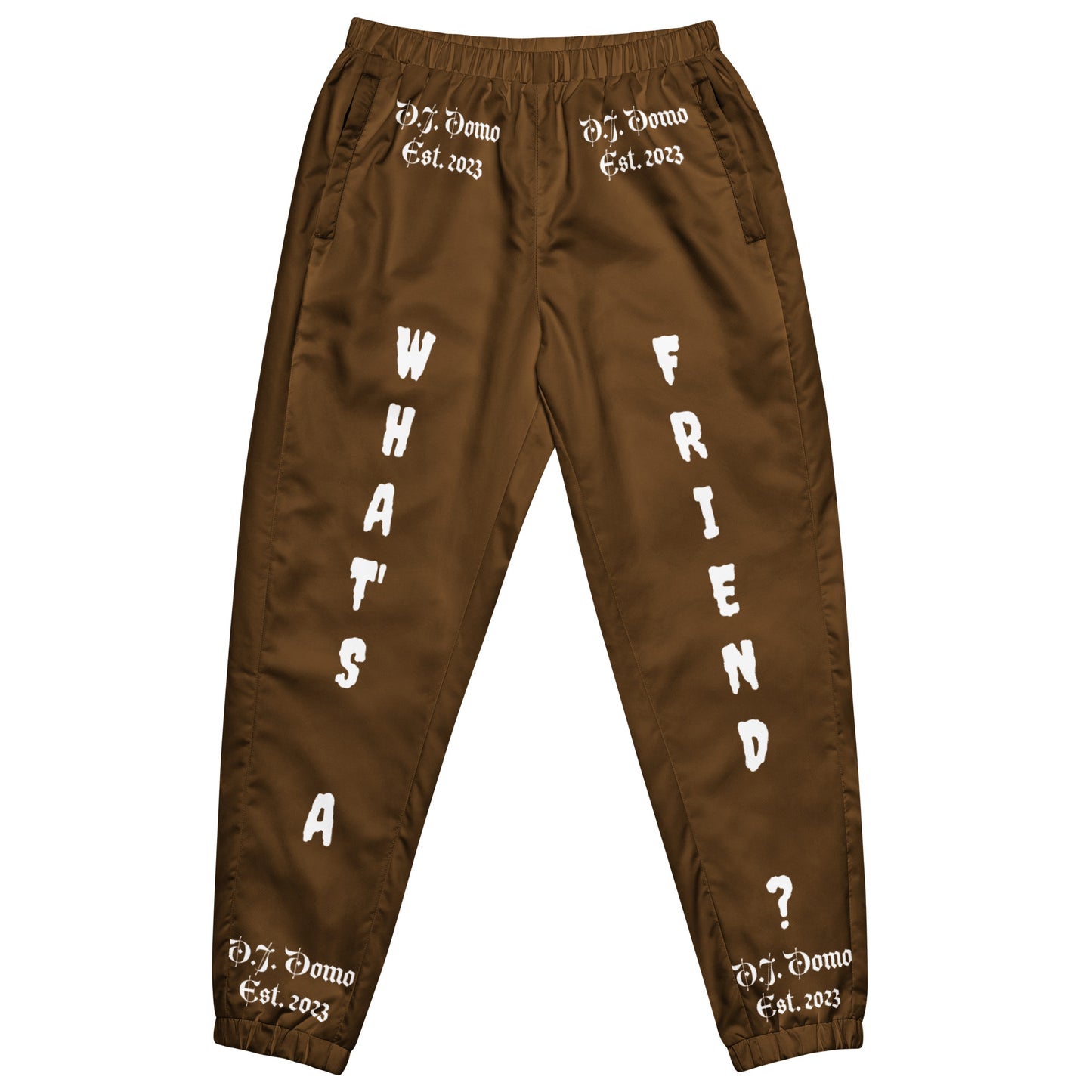 D.J. Domo "What's a Friend?" Unisex Track Pants Brown/White