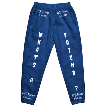 D.J. Domo "What's a Friend?" Unisex Track Pants Dark Blue/White