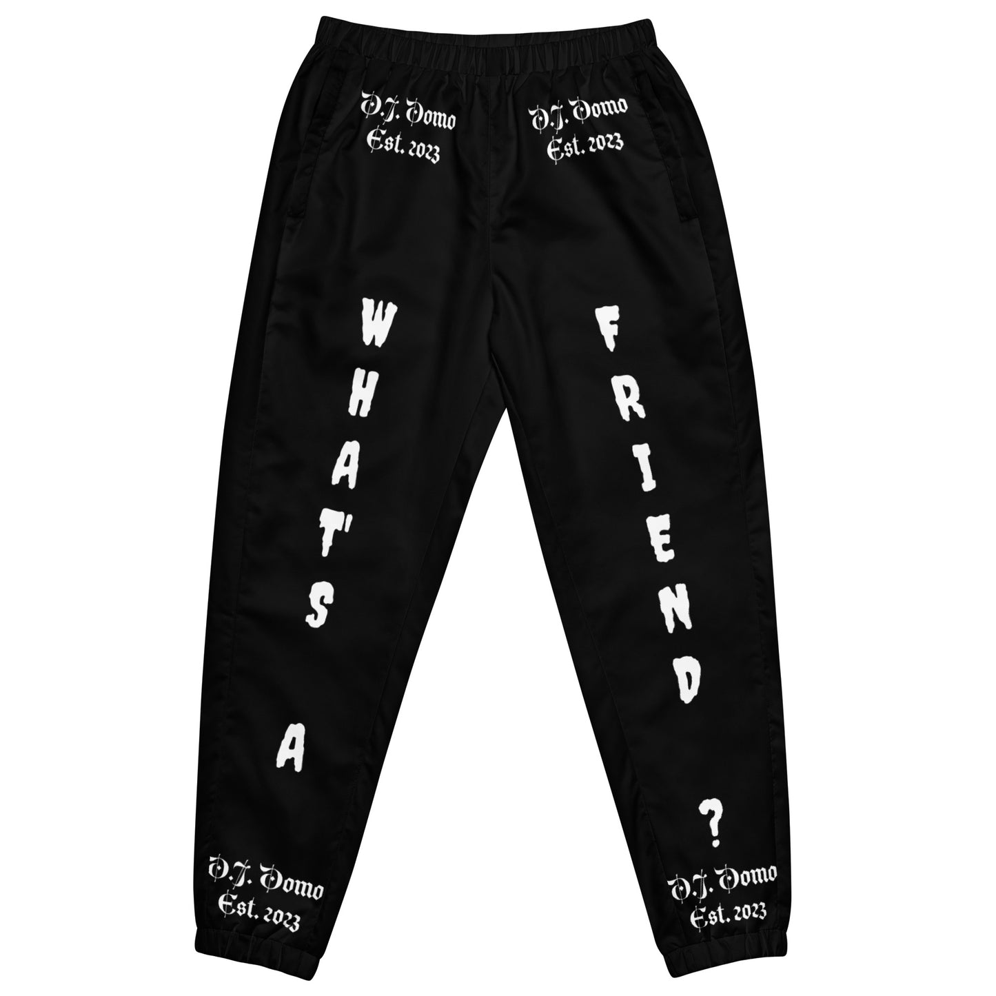 D.J. Domo "What's a Friend?" Unisex Track Pants Black/White