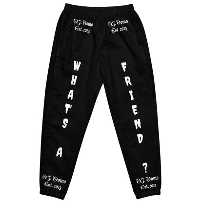 D.J. Domo "What's a Friend?" Unisex Track Pants Black/White