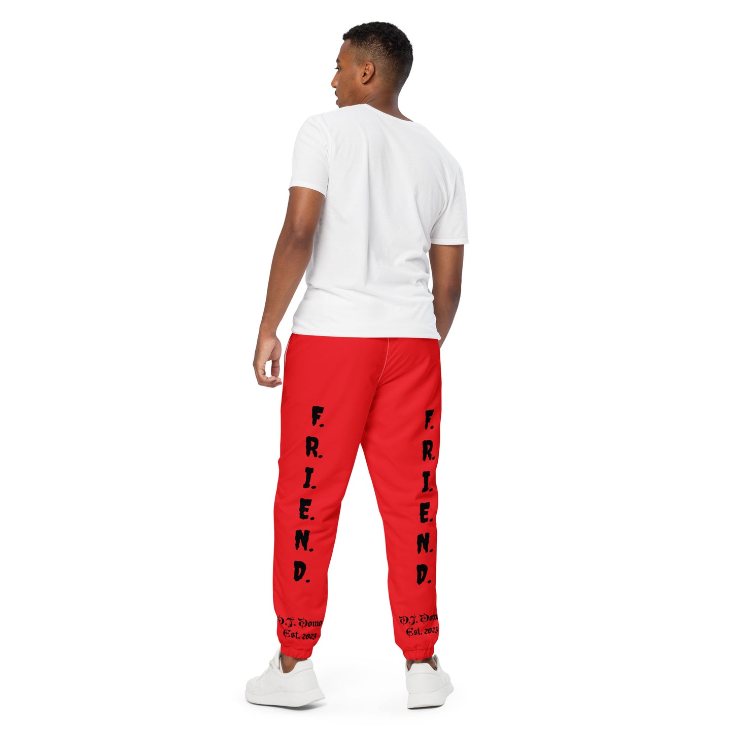 D.J. Domo "What's a Friend?" Unisex Track Pants Red/Black