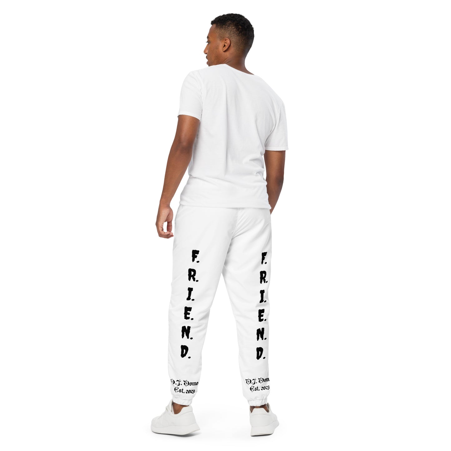 D.J. Domo "What's a Friend?" Unisex Track Pants White/Black