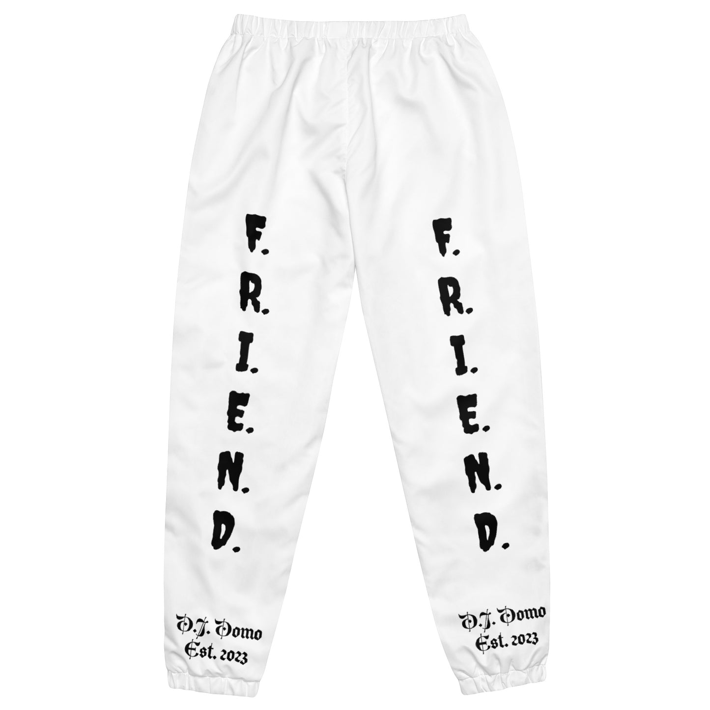 D.J. Domo "What's a Friend?" Unisex Track Pants White/Black