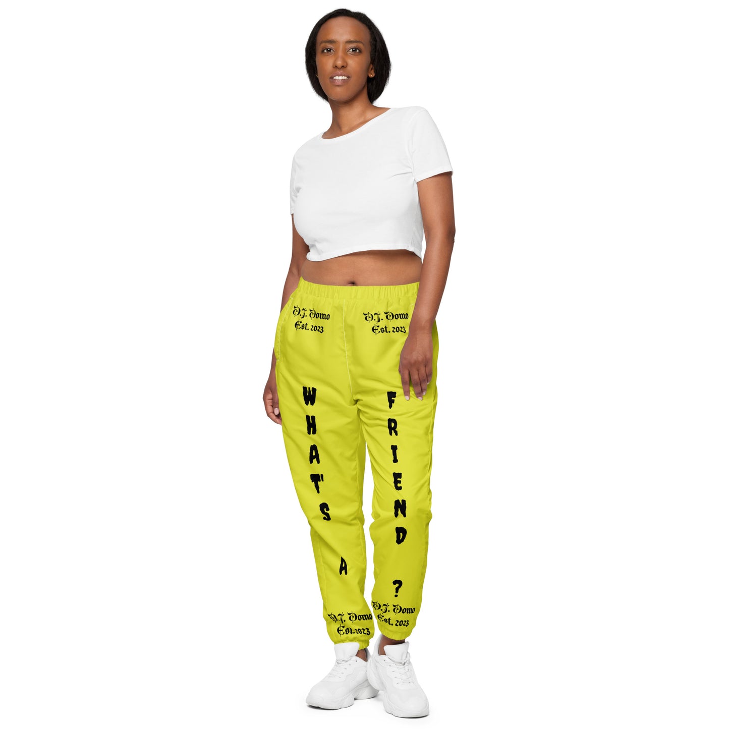 D.J. Domo "What's a Friend?" Unisex Track Pants Yellow/Black