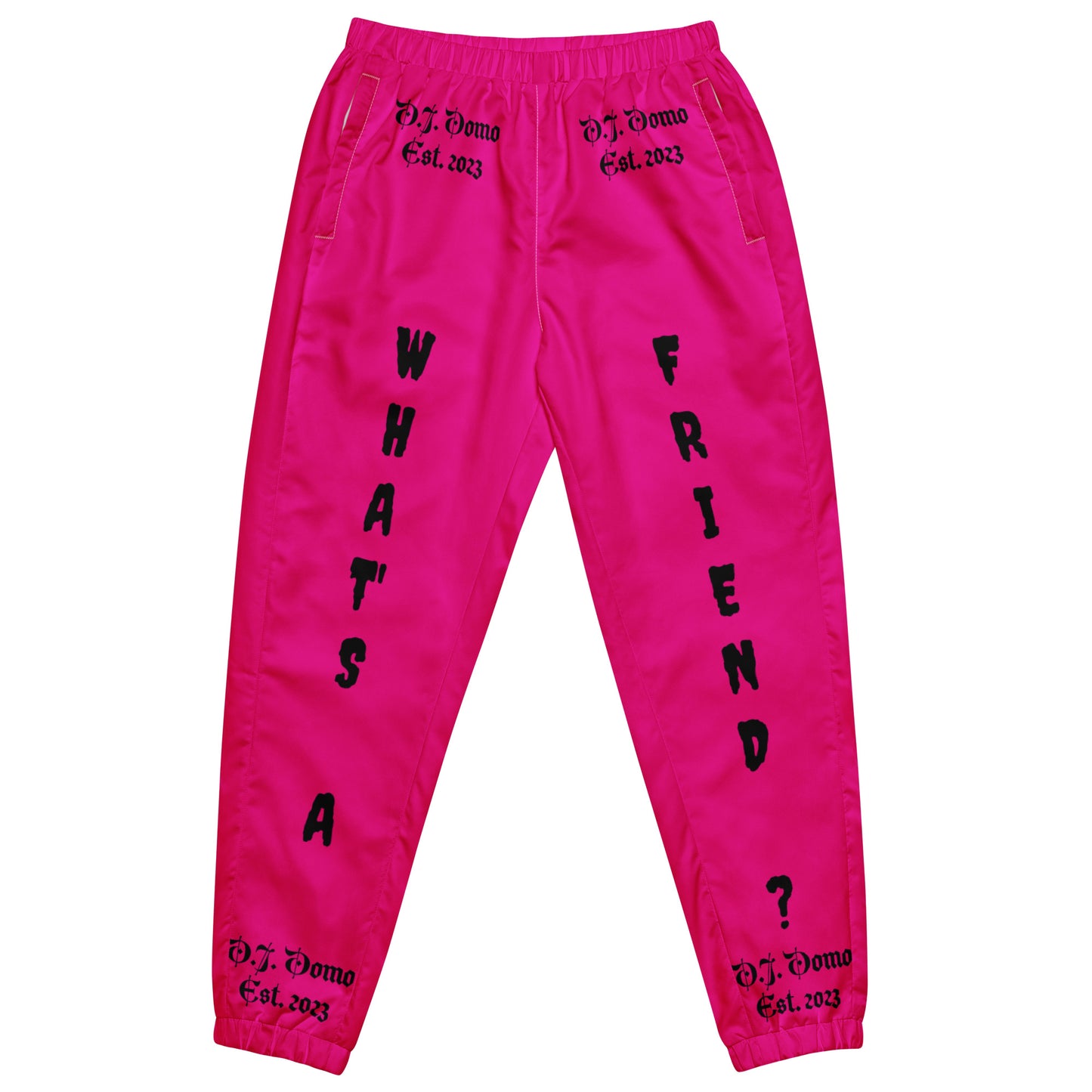 D.J. Domo "What's a Friend?" Unisex Track Pants Pink/Black