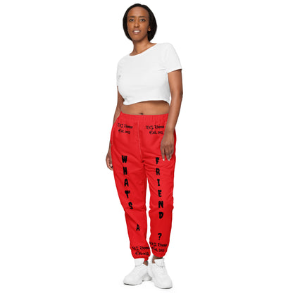 D.J. Domo "What's a Friend?" Unisex Track Pants Red/Black