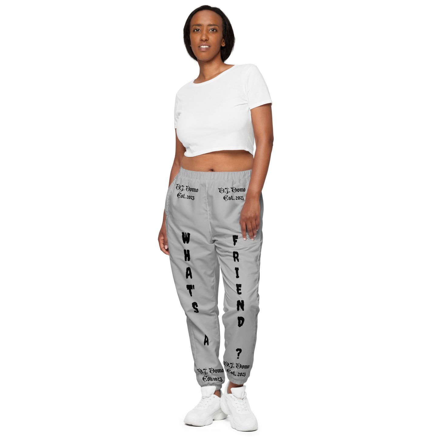 D.J. Domo "What's a Friend?" Unisex Track Pants Gray/Black