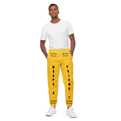 D.J. Domo "What's a Friend?" Unisex Track Pants Gold/Black