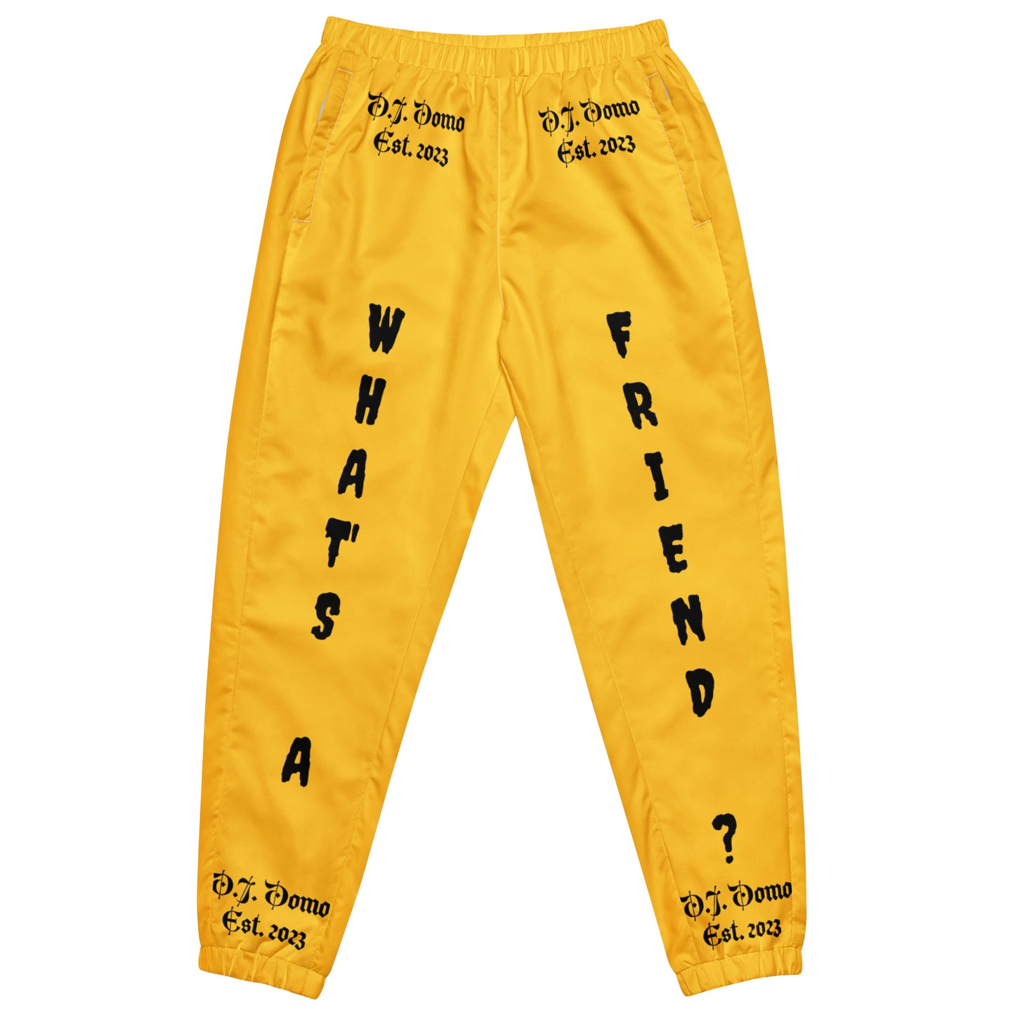 D.J. Domo "What's a Friend?" Unisex Track Pants Gold/Black