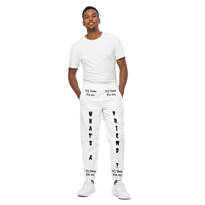 D.J. Domo "What's a Friend?" Unisex Track Pants White/Black