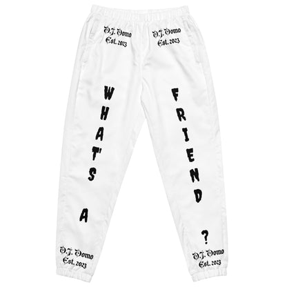 D.J. Domo "What's a Friend?" Unisex Track Pants White/Black