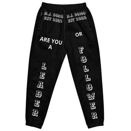 D.J. Domo "Leader or Follower" Unisex Track Pants Black/White