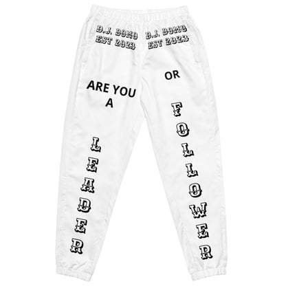 D.J. Domo "Leader or Follower" Unisex Track Pants White/Black