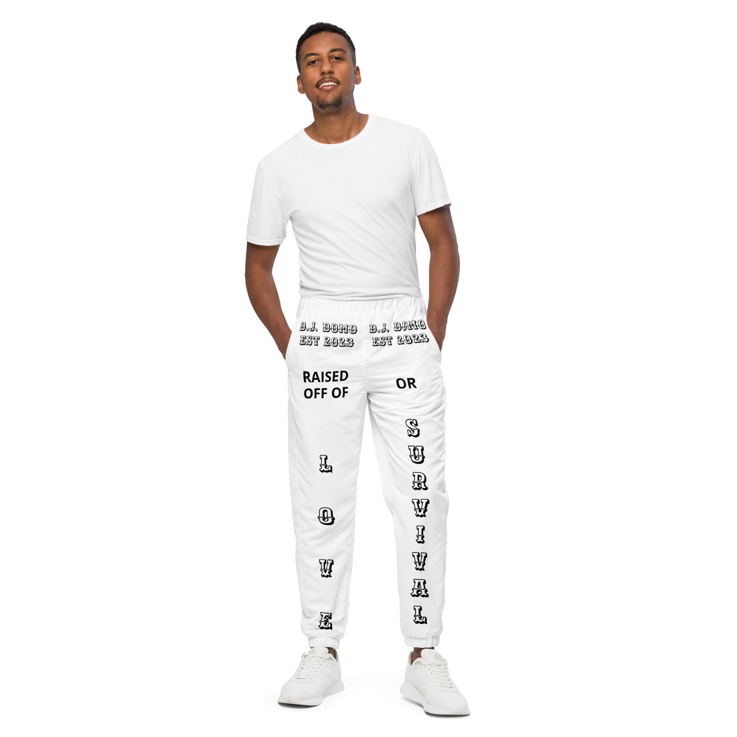 D.J. Domo "Love or Survival" Unisex Track Pants White/Black