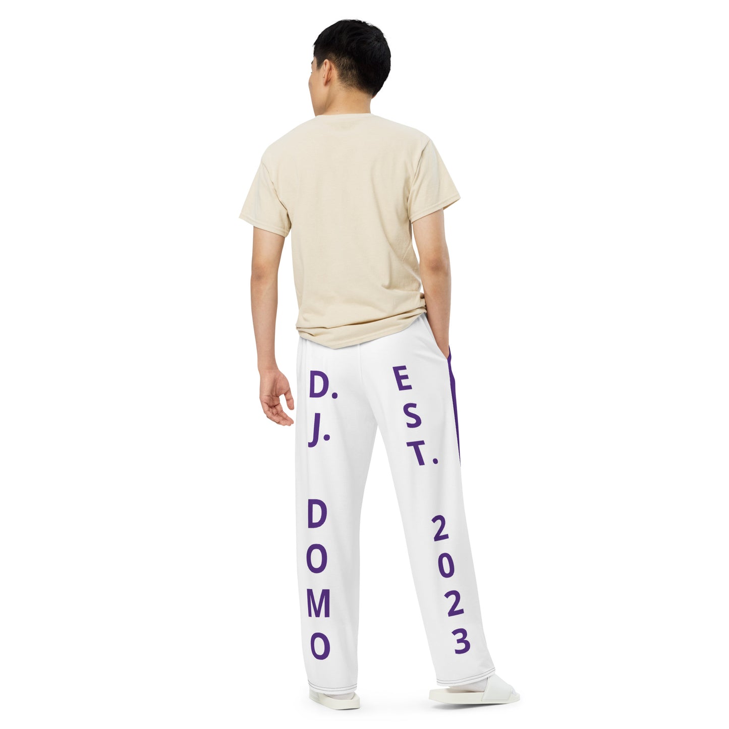 D.J. Domo "Est" Unisex 2 Tone Wide-Leg Pants Dark Purple/White