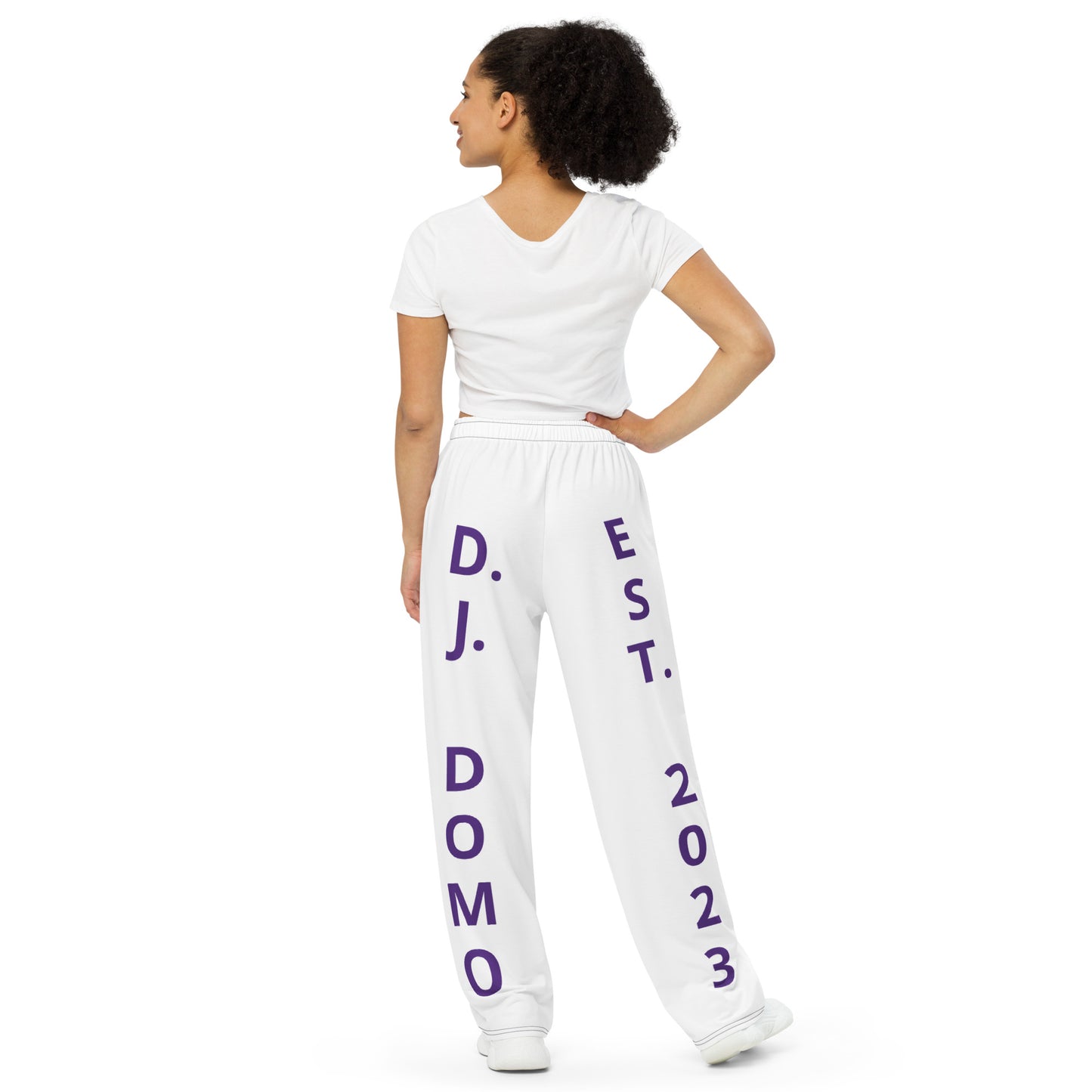 D.J. Domo "Est" Unisex 2 Tone Wide-Leg Pants Dark Purple/White