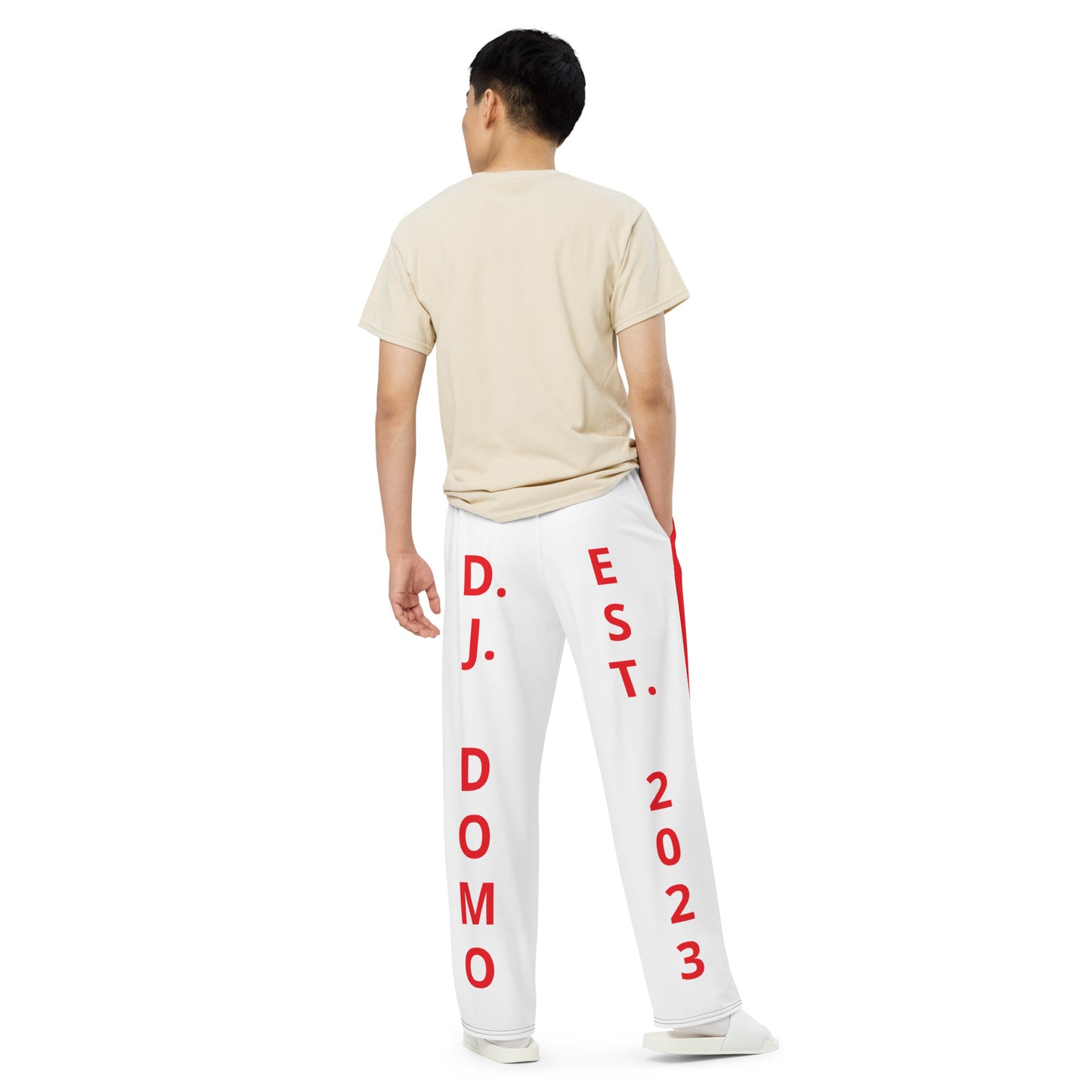 D.J. Domo "Est" Unisex 2 Tone Wide-Leg Pants Red/White